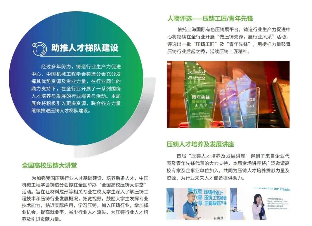 依托上海國際有色壓鑄展平臺，鑄造行業生產力促進中心將繼續在全行業開展“做壓鑄先鋒，展行業風采”活動